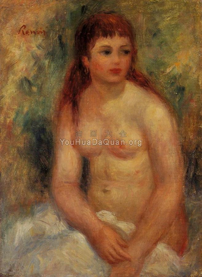 Seated Young Woman, Nude - 皮埃尔·奥古斯特·雷诺阿